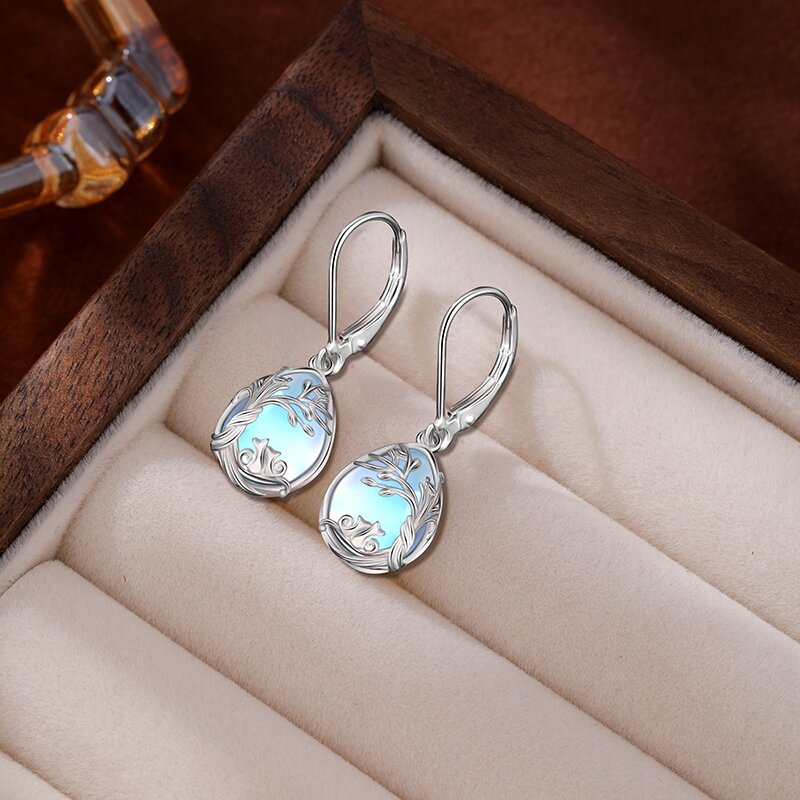 Kalyana Aura Sterling Silver Tree of Life Moonstone Earrings Women