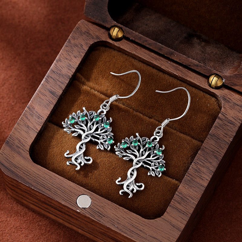 Kalyana Aura Sterling Silver Tree of Life Earrings Women
