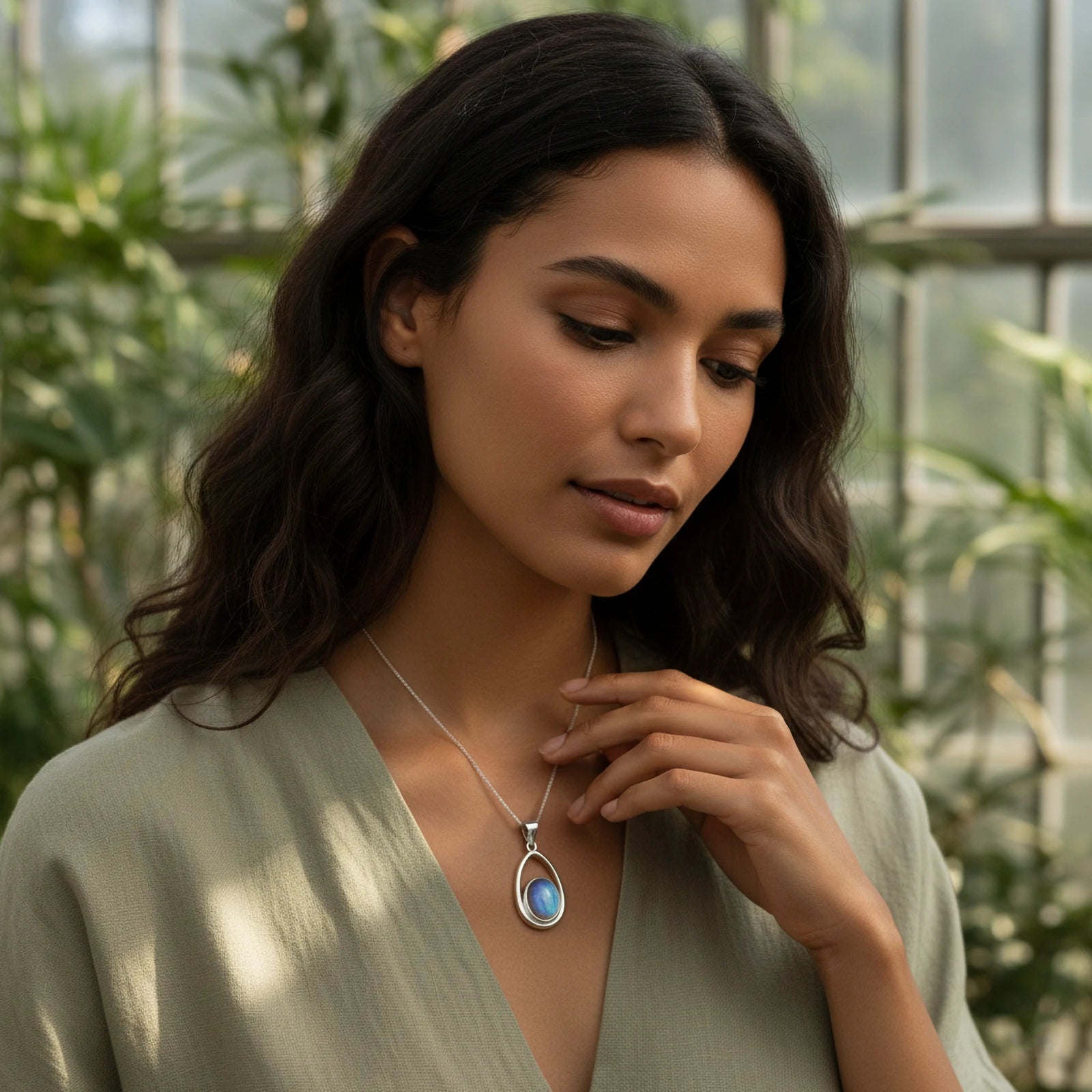 Kalyana Aura Moonstone Pendant Healing Necklace For Women