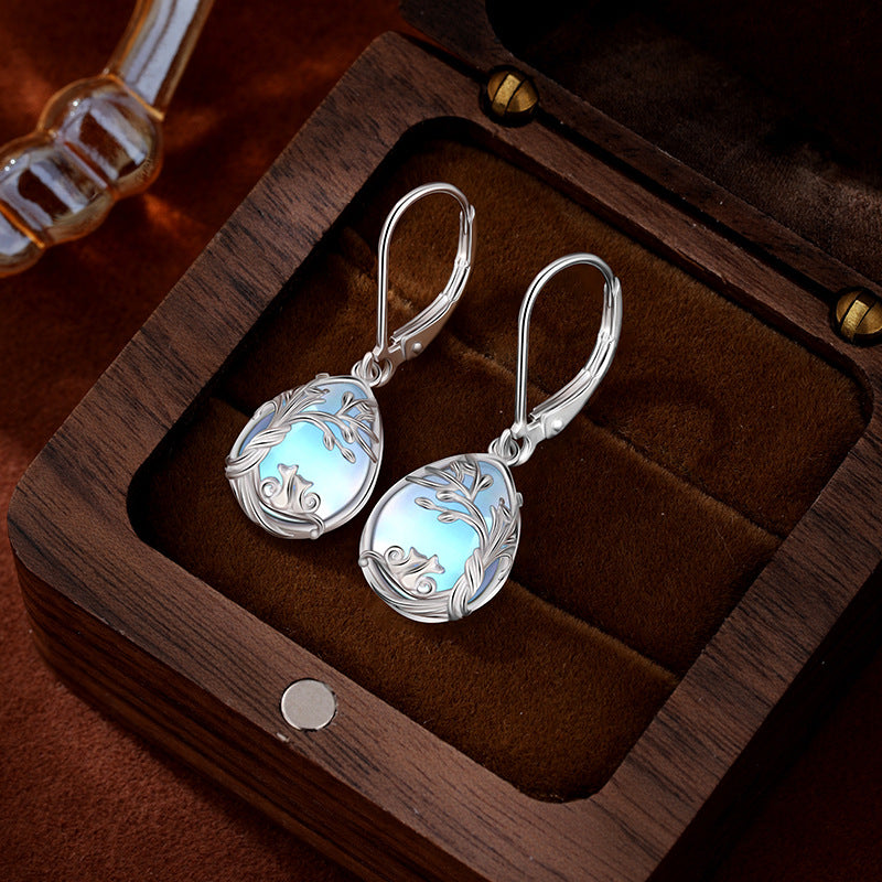 Kalyana Aura Sterling Silver Tree of Life Moonstone Earrings Women