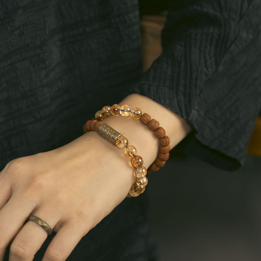 Kalyana Aura Citrine Sandalwood Crystal Bracelet Women