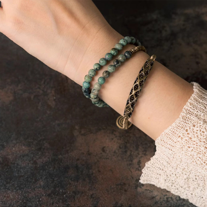 Kalyana Aura Vintage Turquoise Brass Bracelet