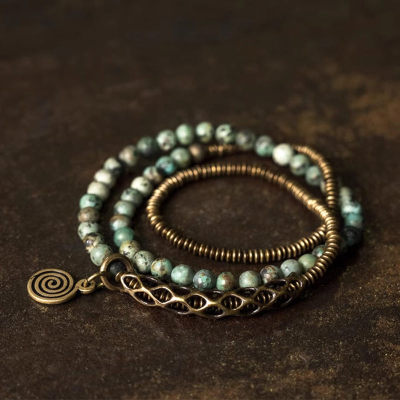 Kalyana Aura Vintage Turquoise Brass Bracelet