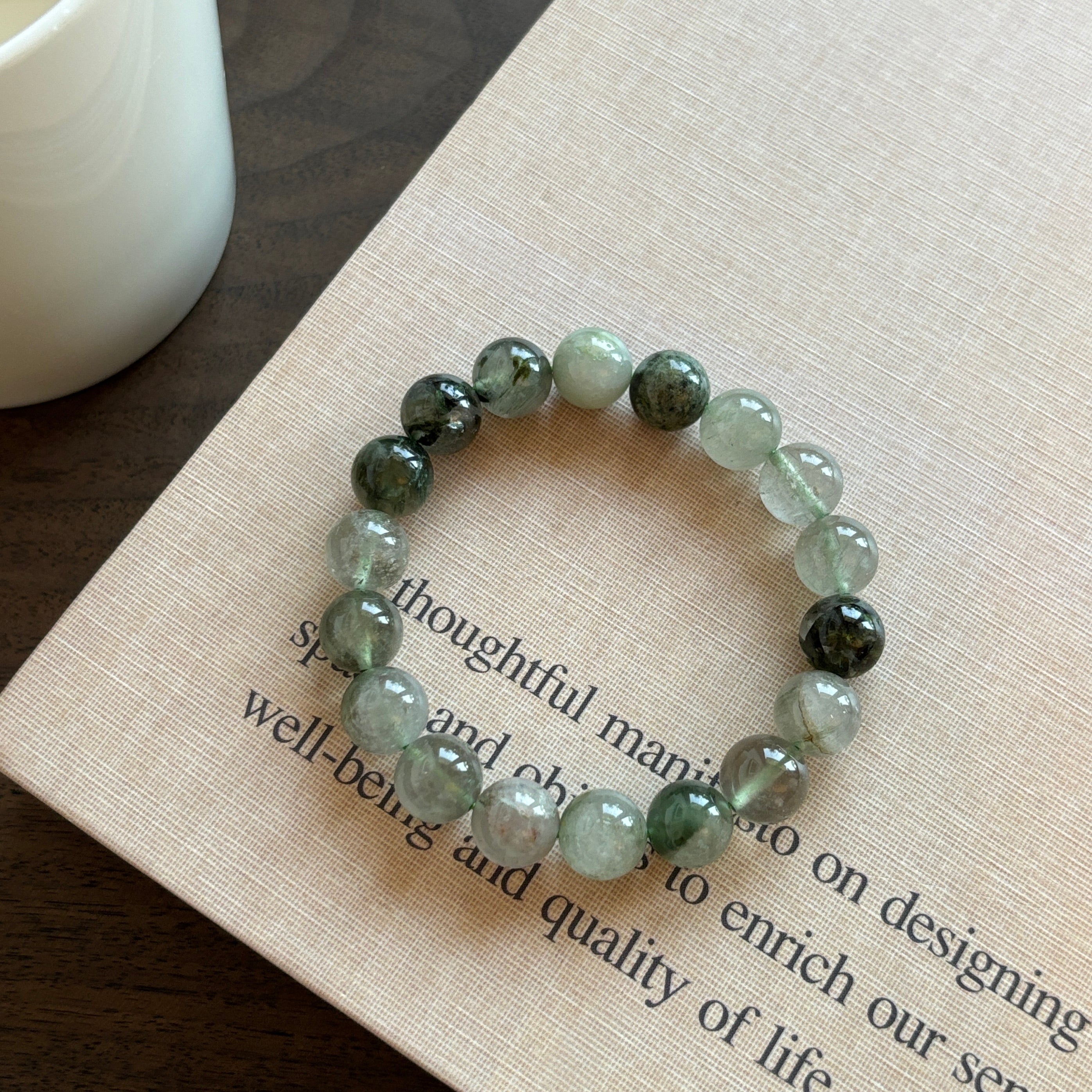 Kalyana Aura Natural Green Rabbit Hair Crystal Bracelet