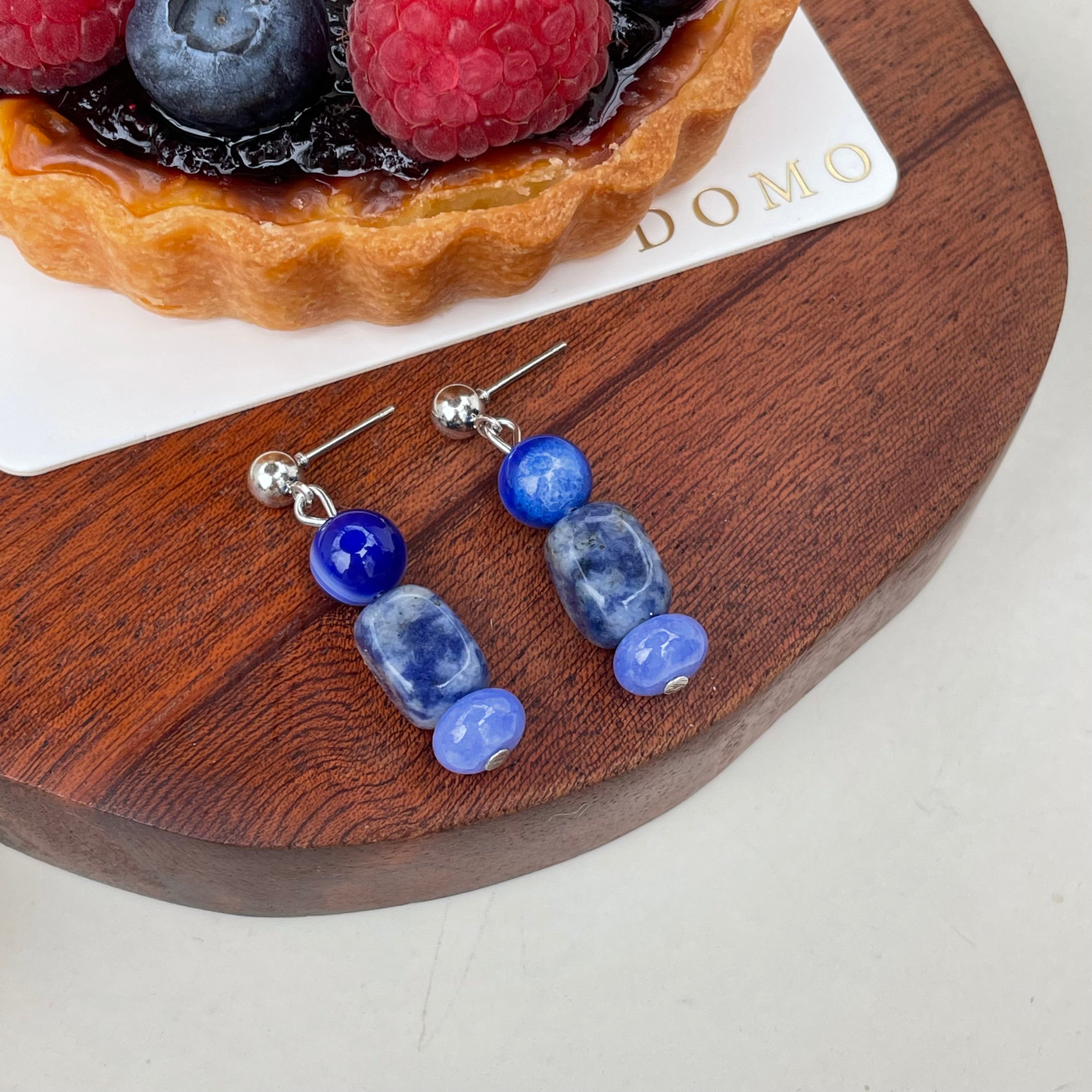 Kalyana Aura Natural Blue Crystal Vintage Earrings