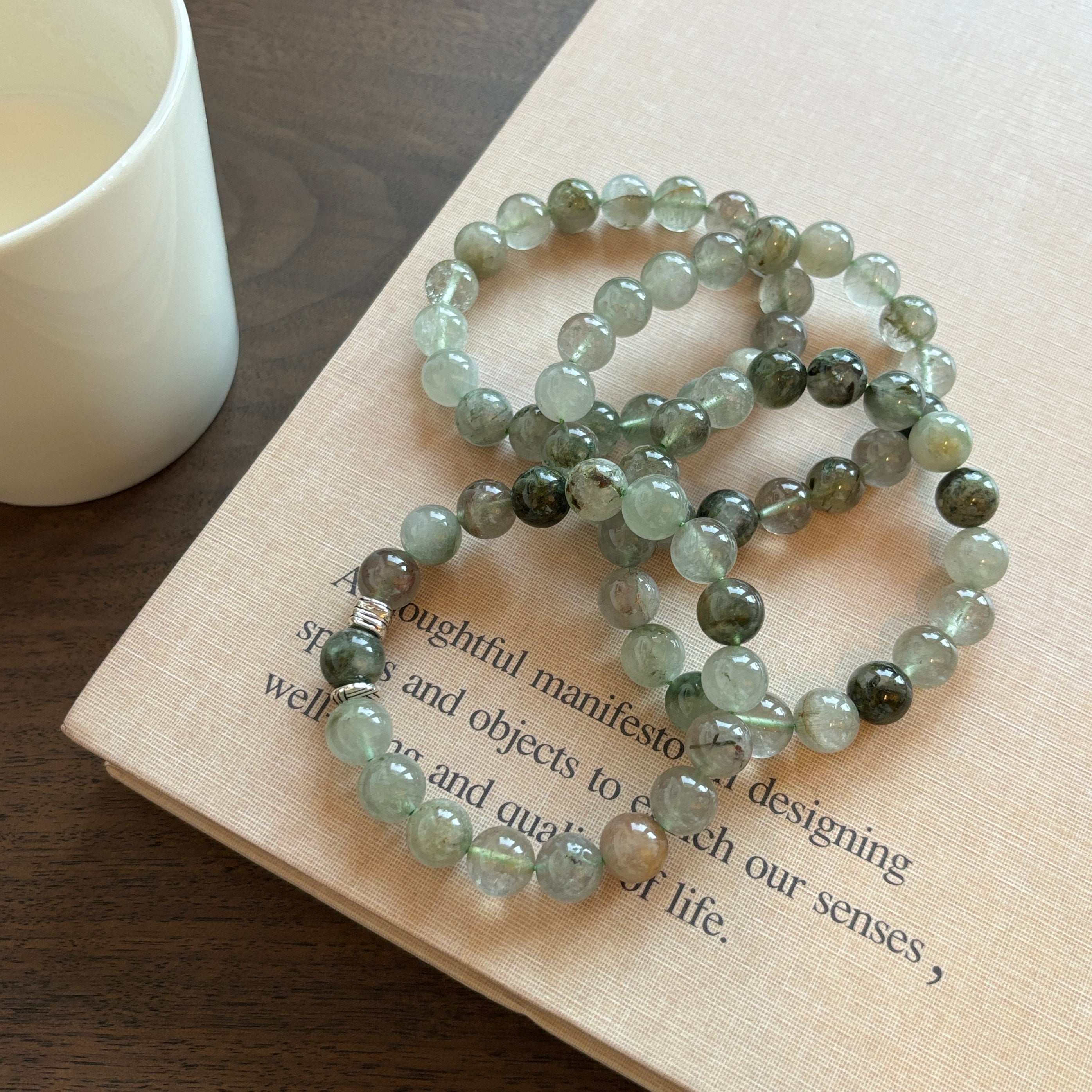 Kalyana Aura Natural Green Rabbit Hair Crystal Bracelet