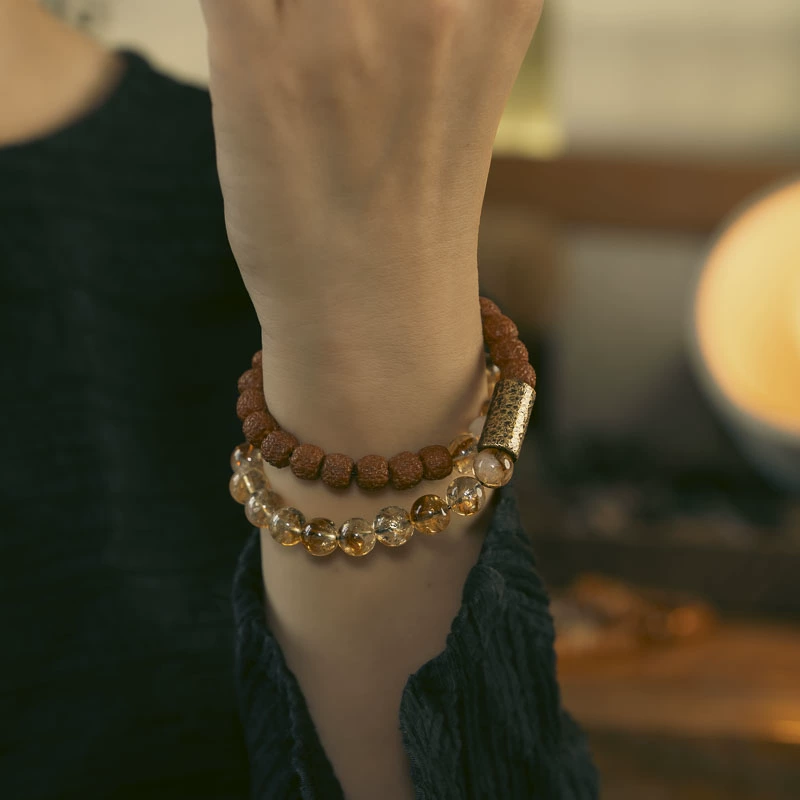 Kalyana Aura Citrine Sandalwood Crystal Bracelet Women