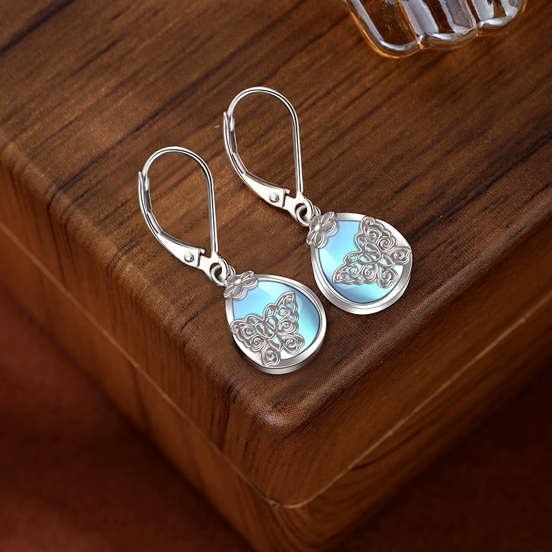 Kalyana Aura Moonstone Flower Butterfly Earrings Women