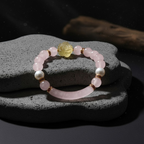Kalyana Aura Rose Quartz Pearl Gourd Pendant Bracelet
