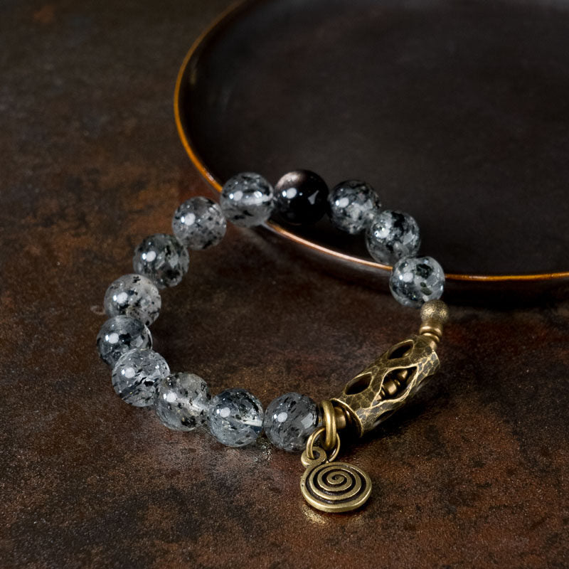 Kalyana Aura Natural Crystal Biotite Obsidian Bracelet