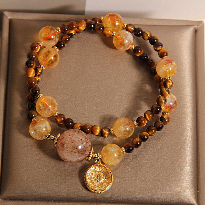 Kalyana Aura Natural Yellow Tower Crystal Energy Gemstone Bracelet