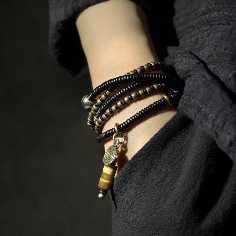 Kalyana Aura Vintage Ebony Tiger's Eye Multi-loop Bracelet