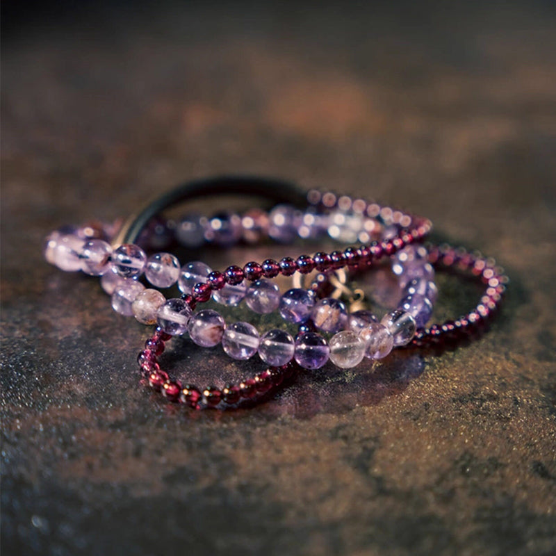 Kalyana Aura Amethyst Vintage Multi-loop Stacked Bracelet