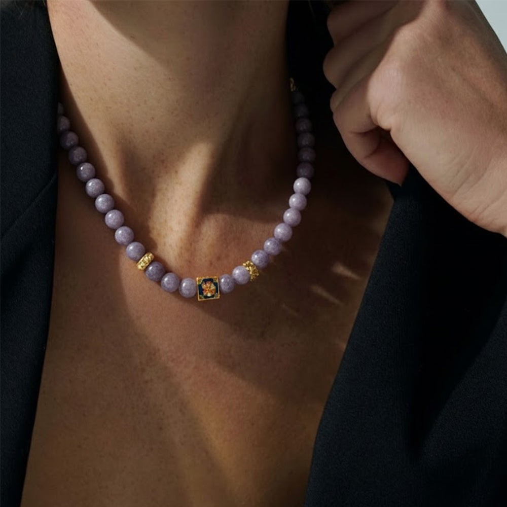 Kalyana Aura Natural Amethyst Alloy Pendant Necklace