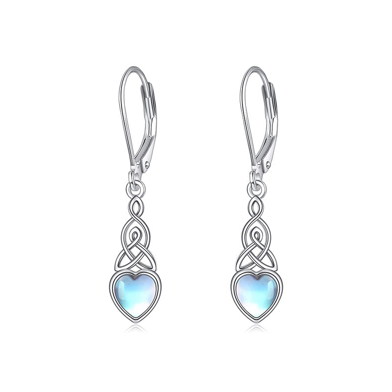 Kalyana Aura Heart-Shaped Moonstone Silver Clip Earrings Women