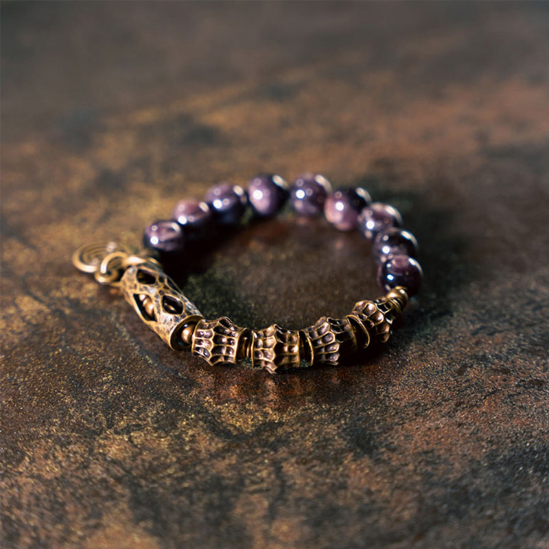 Kalyana Aura 10mm Lepidolite Vintage Crystal Bracelet