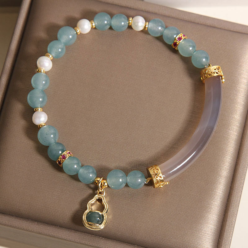 Kalyana Aura Blue Water Jade Gourd Pendant Bracelet