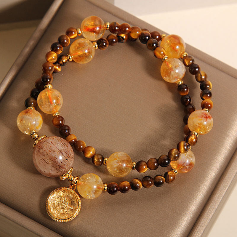 Kalyana Aura Natural Yellow Tower Crystal Energy Gemstone Bracelet