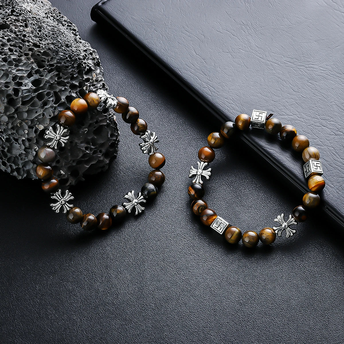 Kalyana Aura Tiger Eye Cross Bracelet