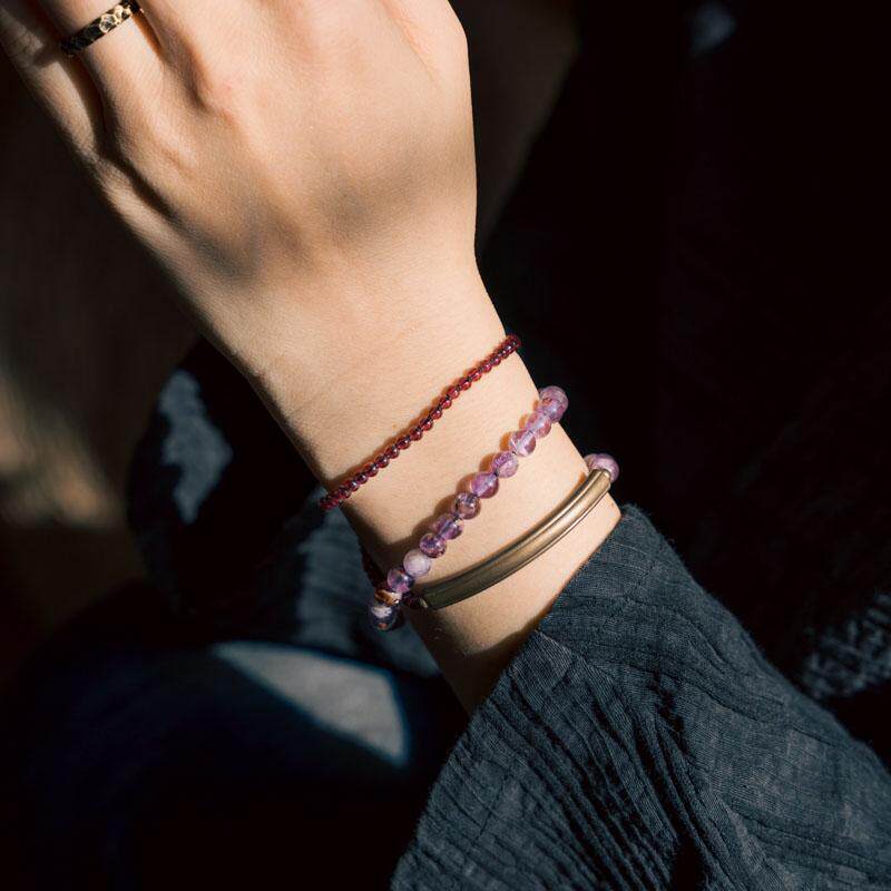 Kalyana Aura Amethyst Vintage Multi-loop Stacked Bracelet