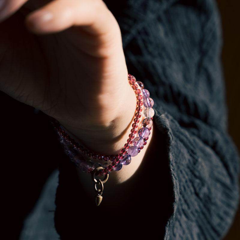 Kalyana Aura Amethyst Vintage Multi-loop Stacked Bracelet