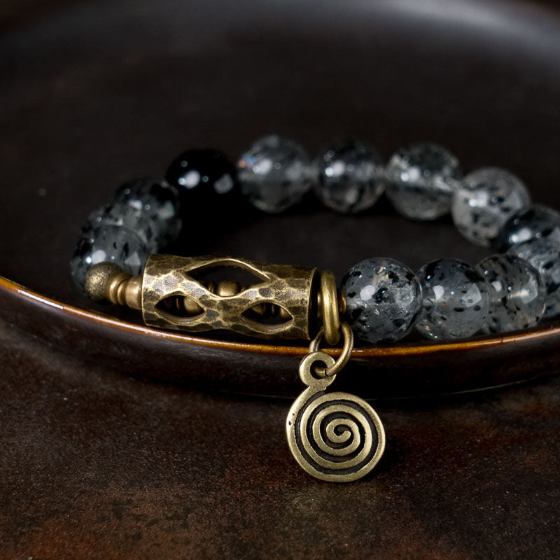 Kalyana Aura Natural Crystal Biotite Obsidian Bracelet