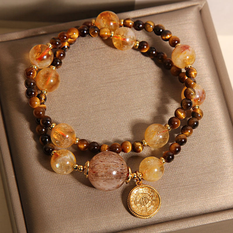 Kalyana Aura Natural Yellow Tower Crystal Energy Gemstone Bracelet