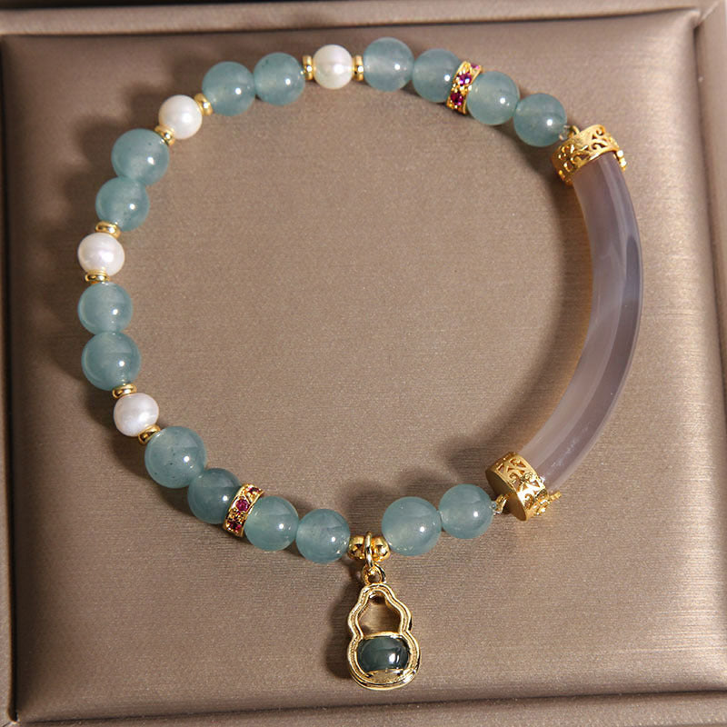 Kalyana Aura Blue Water Jade Gourd Pendant Bracelet