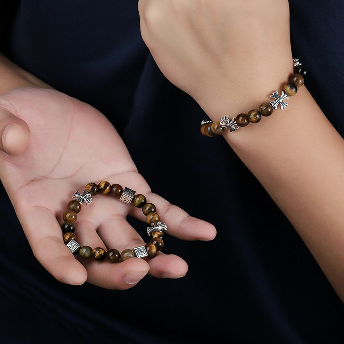 Kalyana Aura Tiger Eye Cross Bracelet