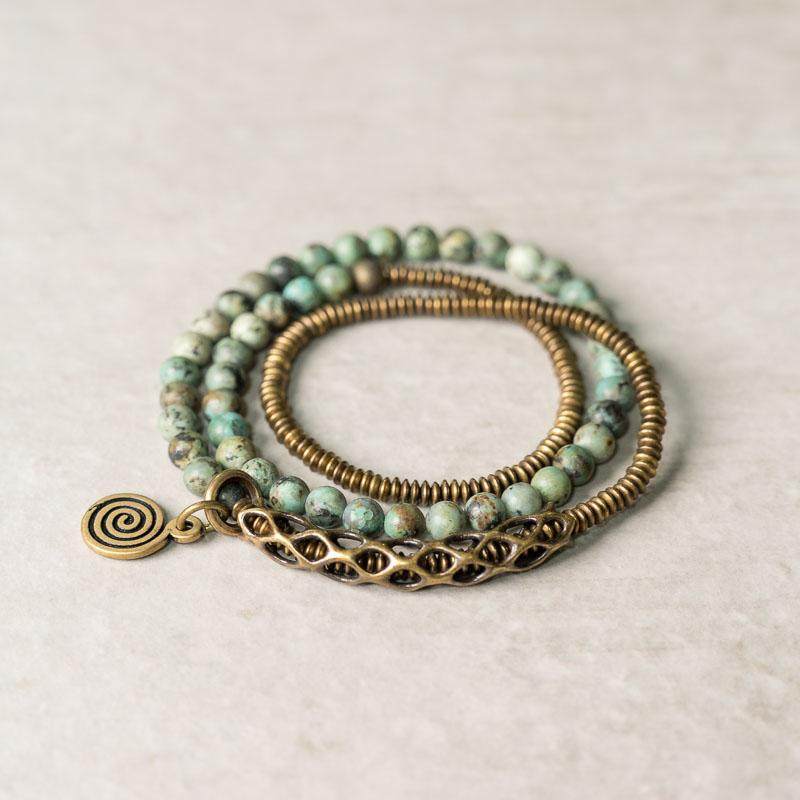 Kalyana Aura Vintage Turquoise Brass Bracelet