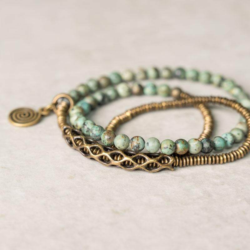 Kalyana Aura Vintage Turquoise Brass Bracelet