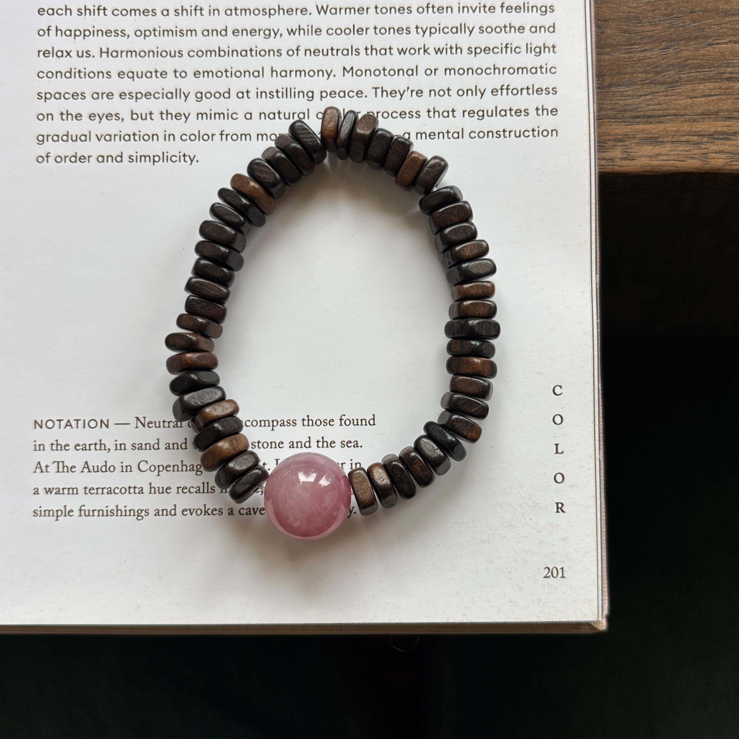 Kalyana Aura Original Natural Rose Quartz and Agarwood Bracelet