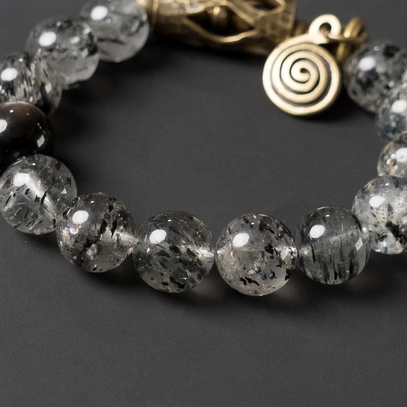 Kalyana Aura Natural Crystal Biotite Obsidian Bracelet