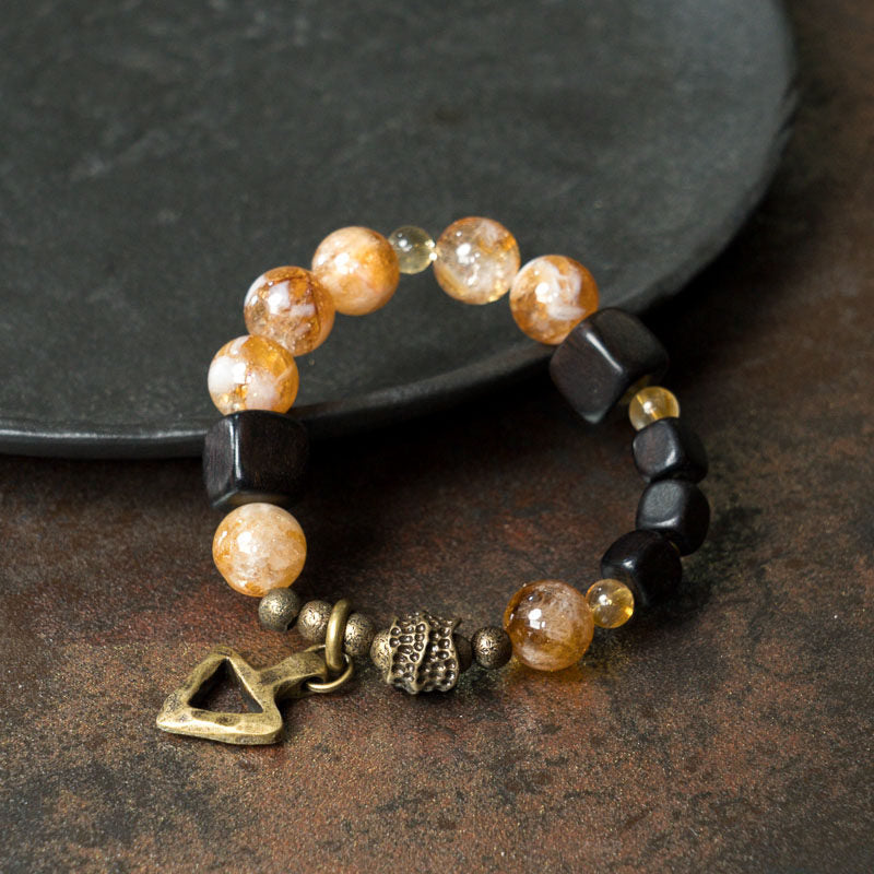 Kalyana Aura Yellow Topaz Ebony Beads Bracelet