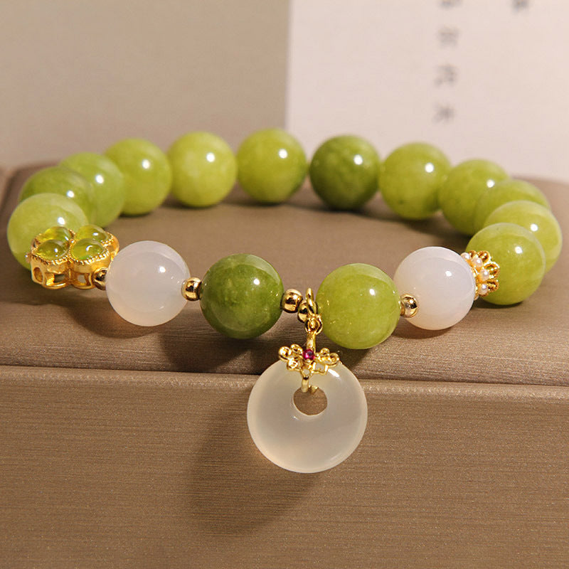 Kalyana Aura Grenn Tourmaline Peace Buckle Pendant Crystal Bracelet Women