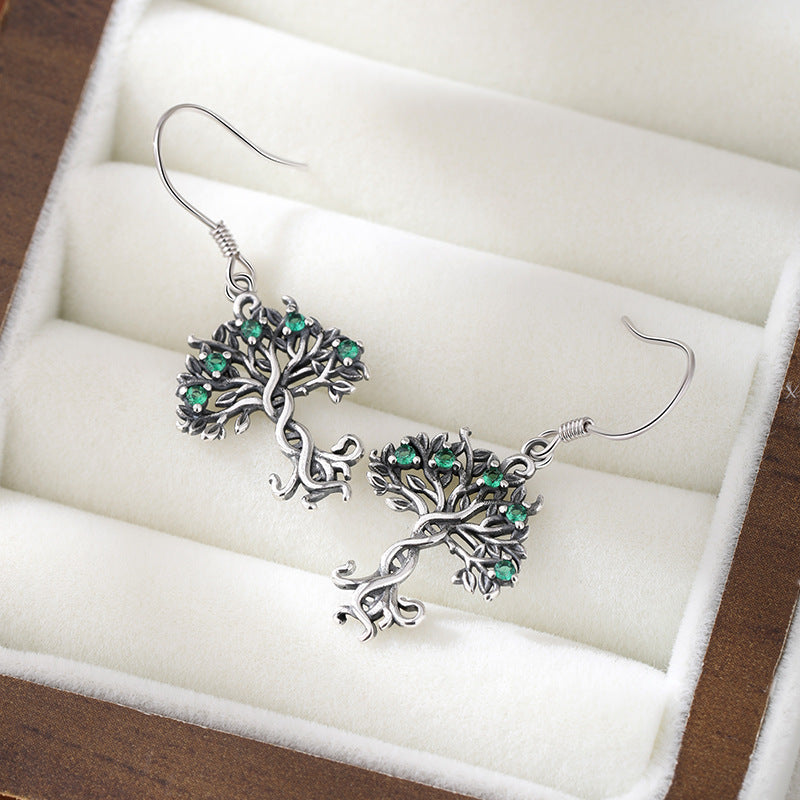 Kalyana Aura Sterling Silver Tree of Life Earrings Women