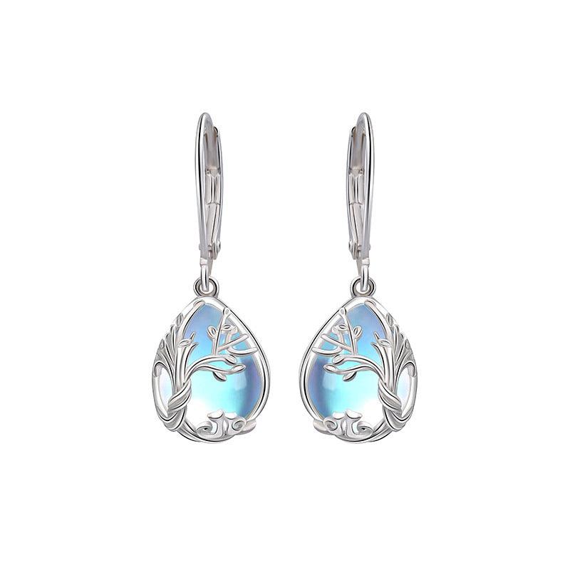 Kalyana Aura Sterling Silver Tree of Life Moonstone Earrings Women