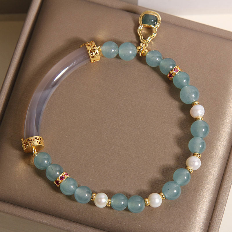 Kalyana Aura Blue Water Jade Gourd Pendant Bracelet
