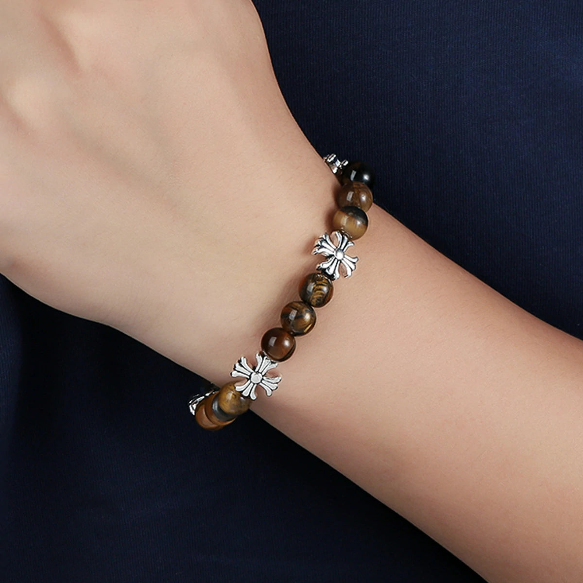 Kalyana Aura Tiger Eye Cross Bracelet