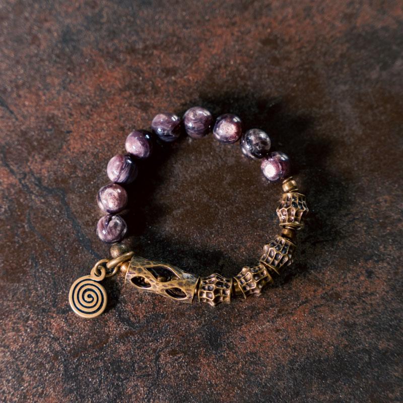 Kalyana Aura 10mm Lepidolite Vintage Crystal Bracelet