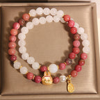 Kalyana Aura White Crystal Stacked Double Circle Creative Pendant Bracelet
