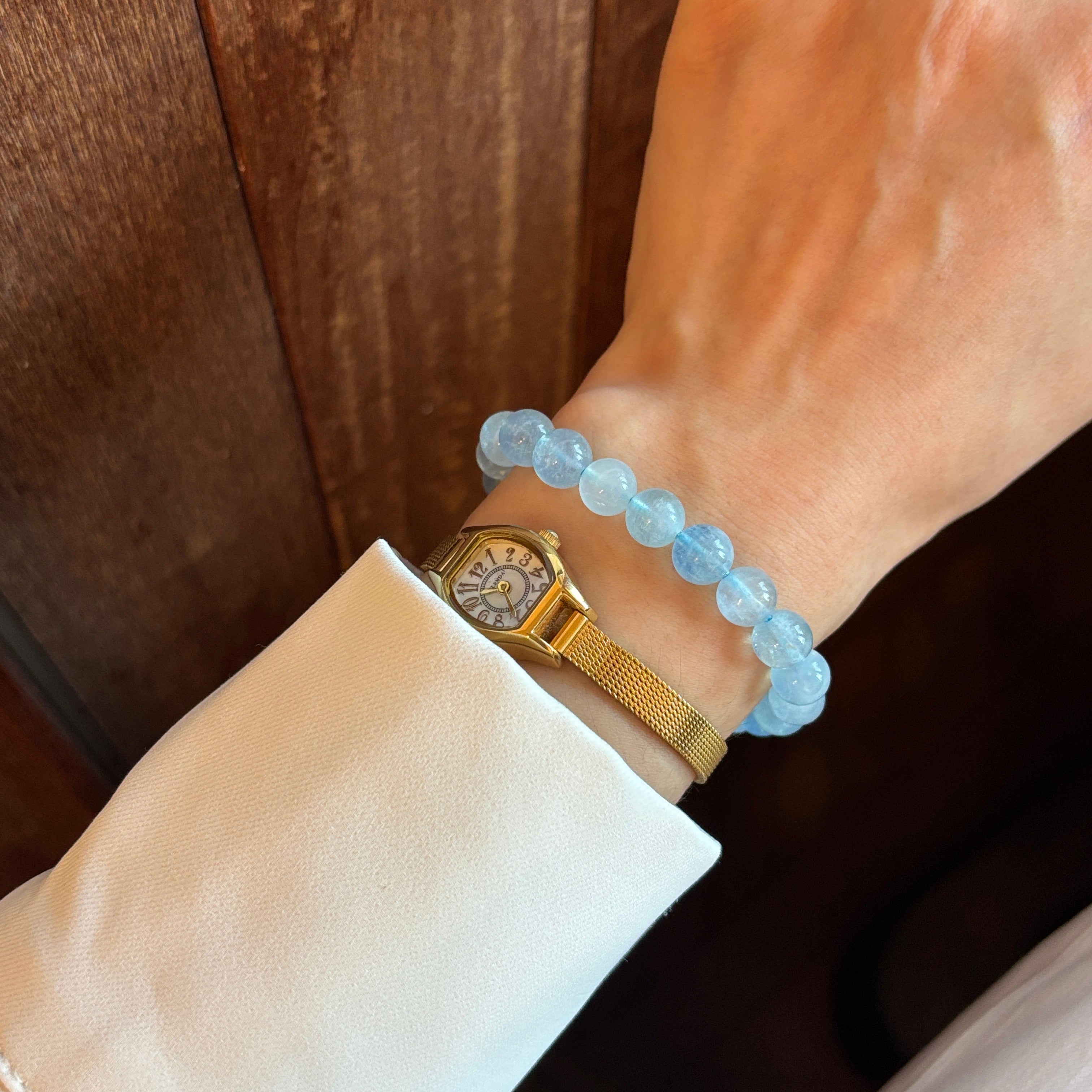 Kalyana Aura Natural Blue Crystal Handmade Beaded Bracelet