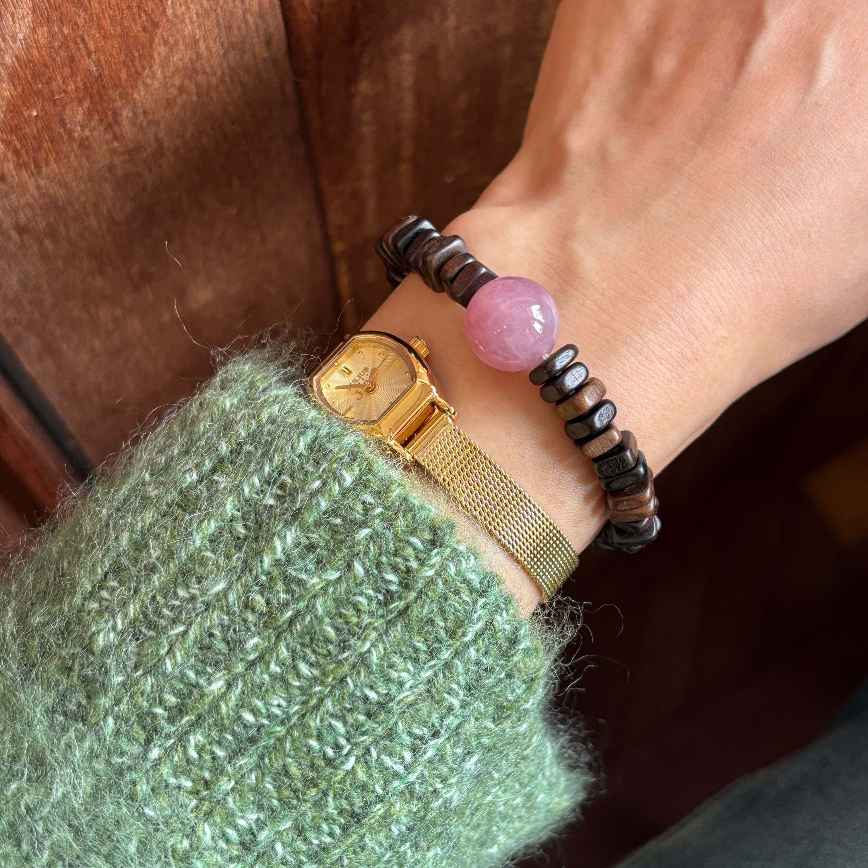 Kalyana Aura Original Natural Rose Quartz and Agarwood Bracelet