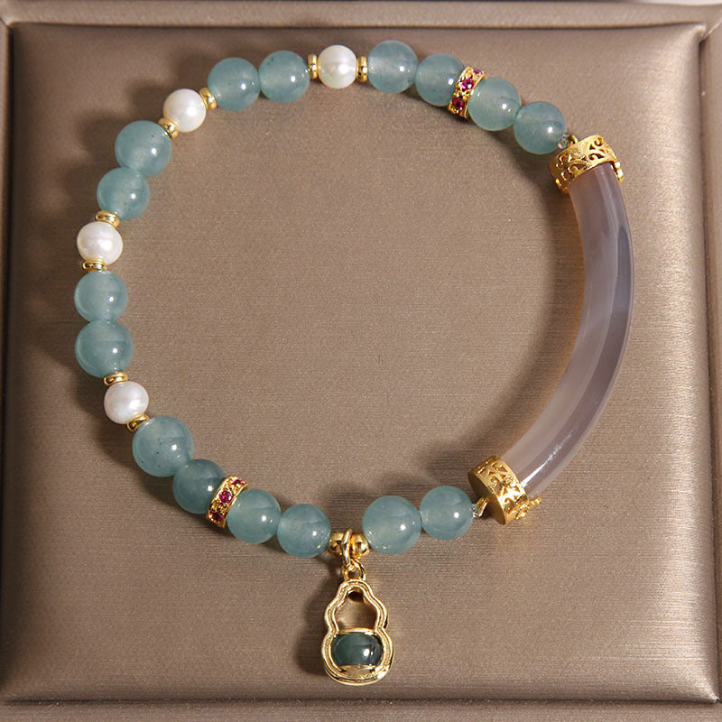 Kalyana Aura Blue Water Jade Gourd Pendant Bracelet