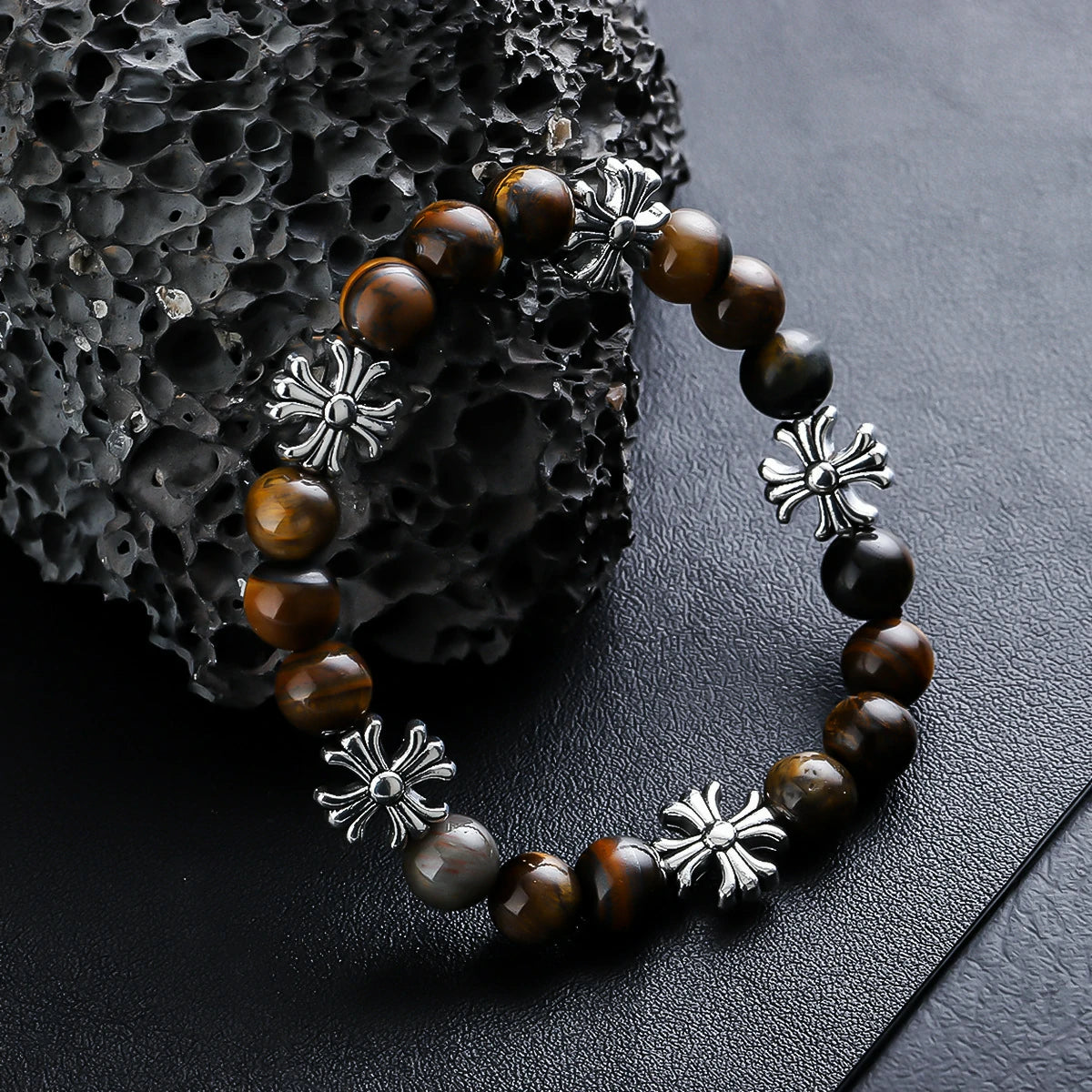 Kalyana Aura Tiger Eye Cross Bracelet