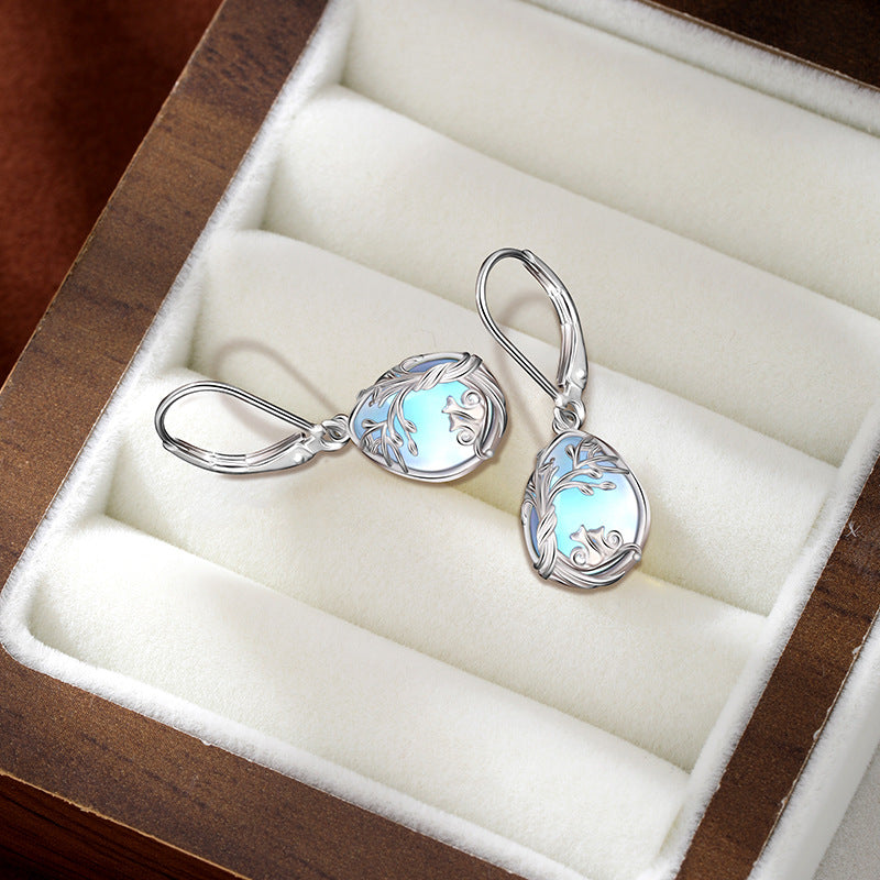 Kalyana Aura Sterling Silver Tree of Life Moonstone Earrings Women