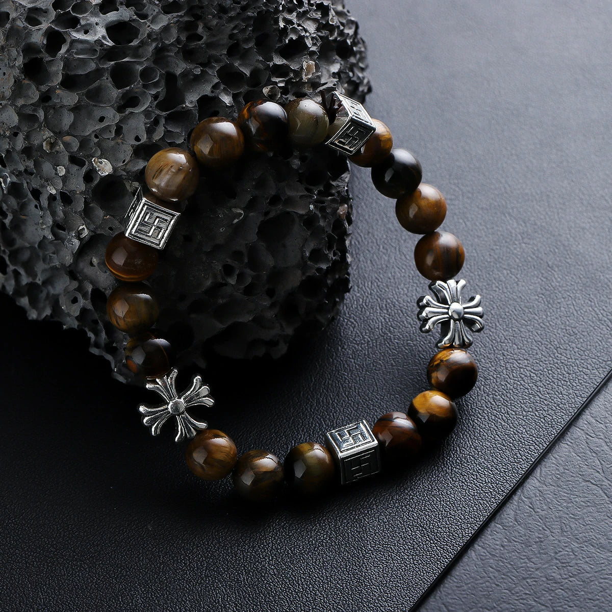 Kalyana Aura Tiger Eye Cross Bracelet