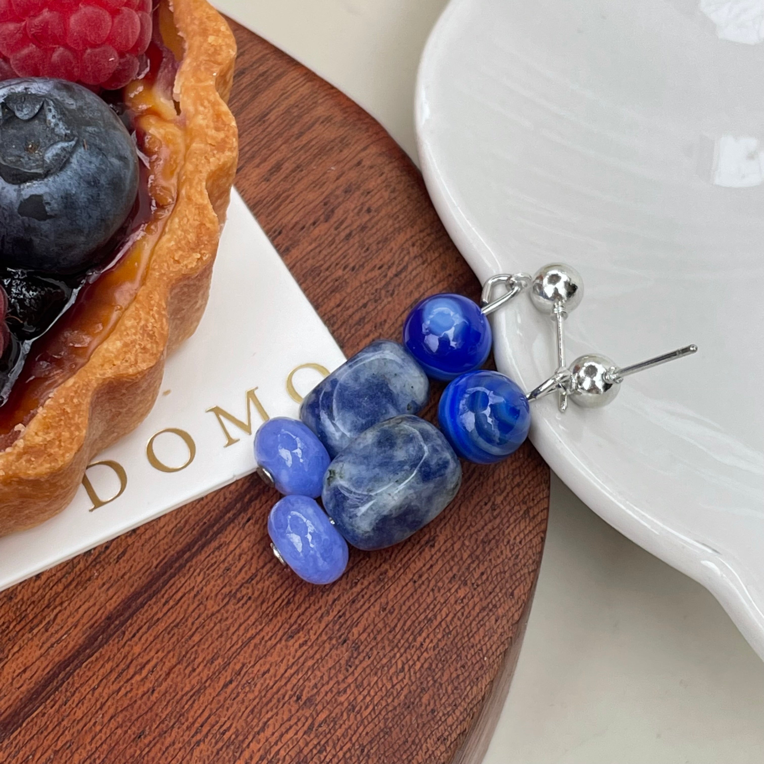 Kalyana Aura Natural Blue Crystal Vintage Earrings