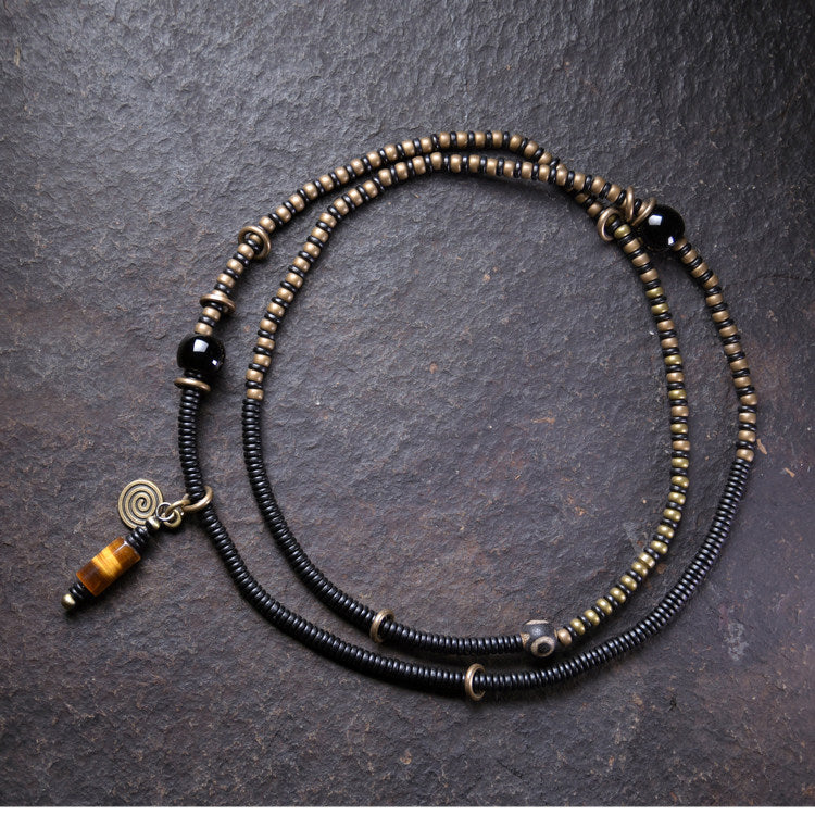 Kalyana Aura Vintage Ebony Tiger's Eye Multi-loop Bracelet