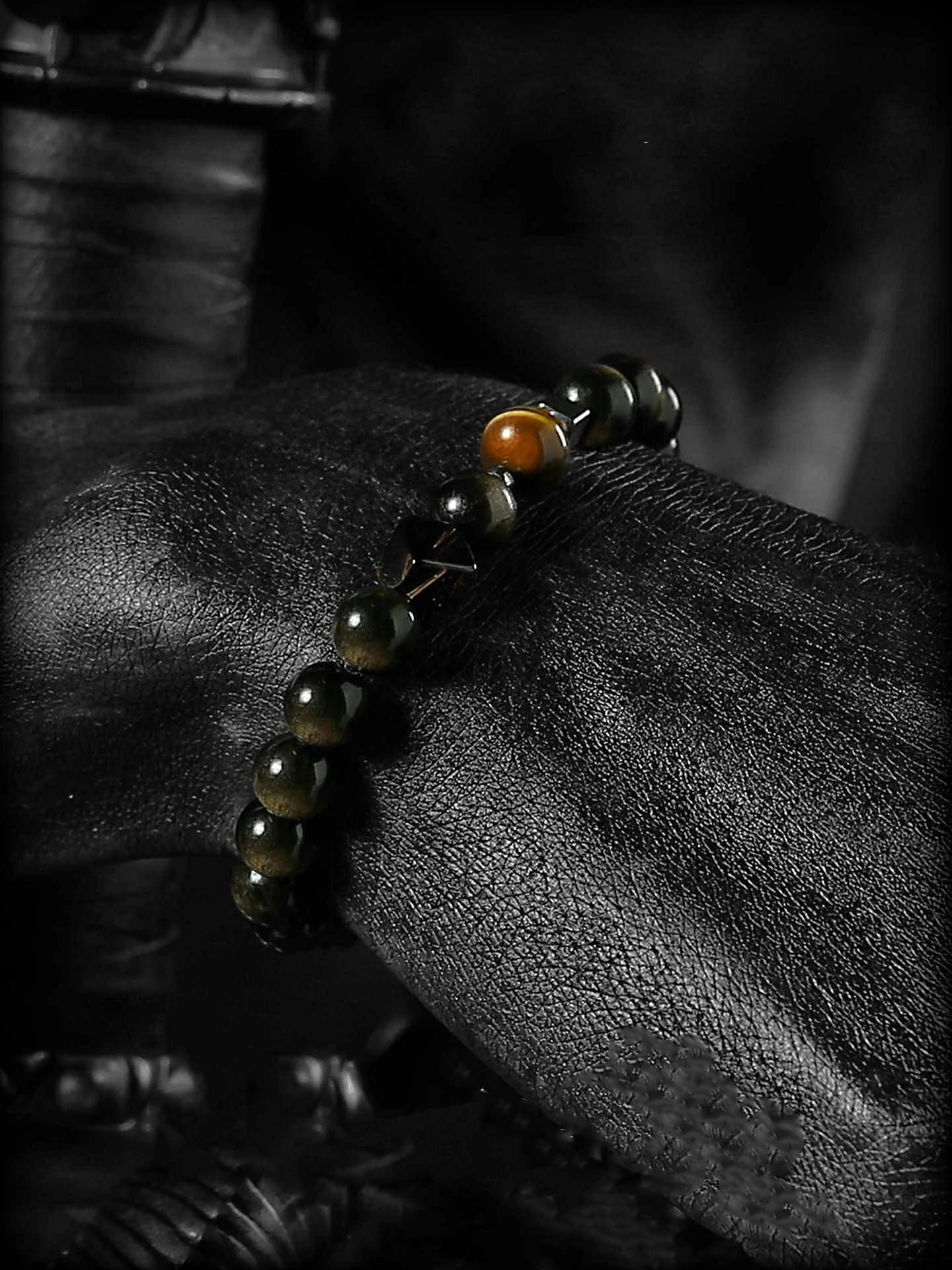 Kalyana Aura Gold Obsidian Bracelet Tiger's Eye Stone Bracelet Birthday Gift